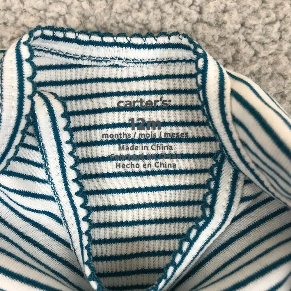 Carters Baby Girls' 3-Pc. Bodysuit Leggings Top Teal Stripes & Dots Set 12M NWT
